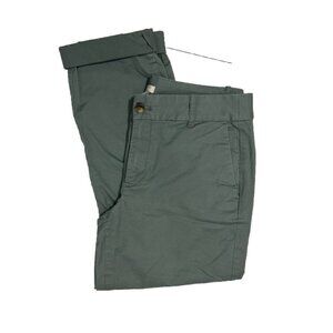 J.Crew Flat Front Stretch Chino Pants Capri Sage Green Cuffed Sz 6 Cotton Blend